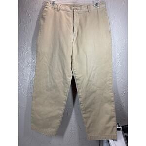 LL Bean Pants Men Tan Beige Classic Chino Blackwatch Flannel Lined Outdoor 35x29